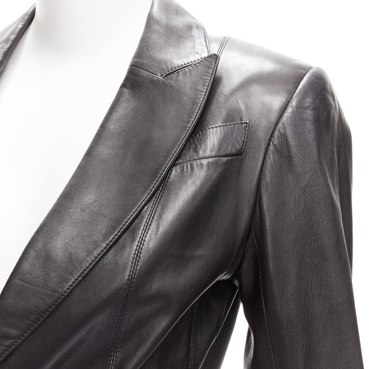 CHRISTIAN DIOR Galliano Vintage black lambskin leather blazer jacket FR40 L 3