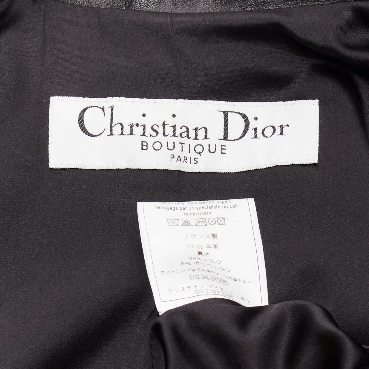 CHRISTIAN DIOR Galliano Vintage black lambskin leather blazer jacket FR40 L 5