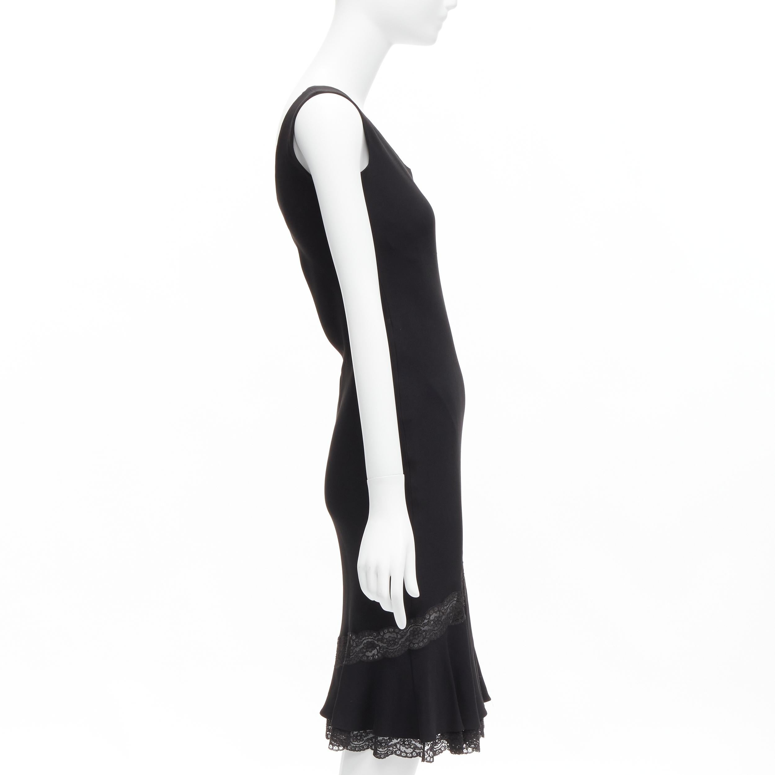 CHRISTIAN DIOR Galliano Vintage black silk bias cut lace hem dress FR36 XS In Excellent Condition In Hong Kong, NT