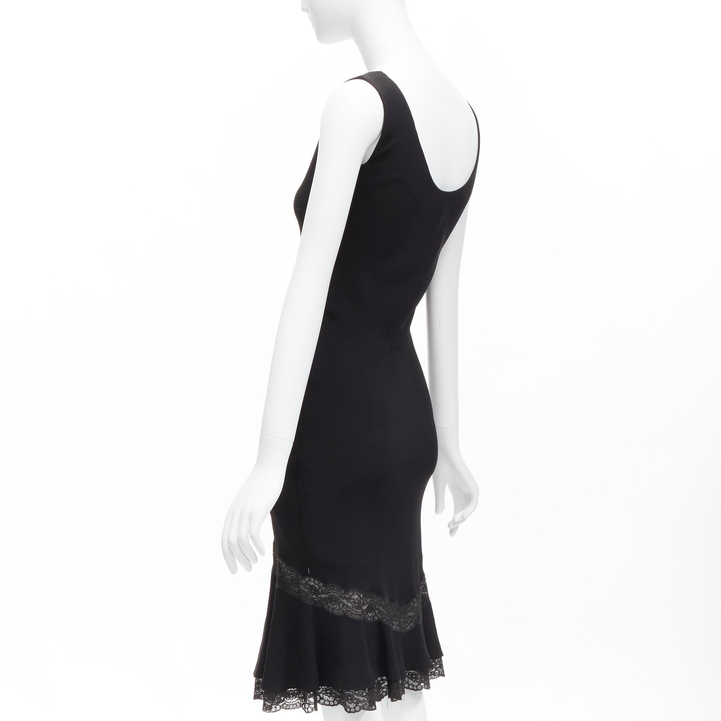 CHRISTIAN DIOR Galliano Vintage black silk bias cut lace hem dress FR36 XS 1