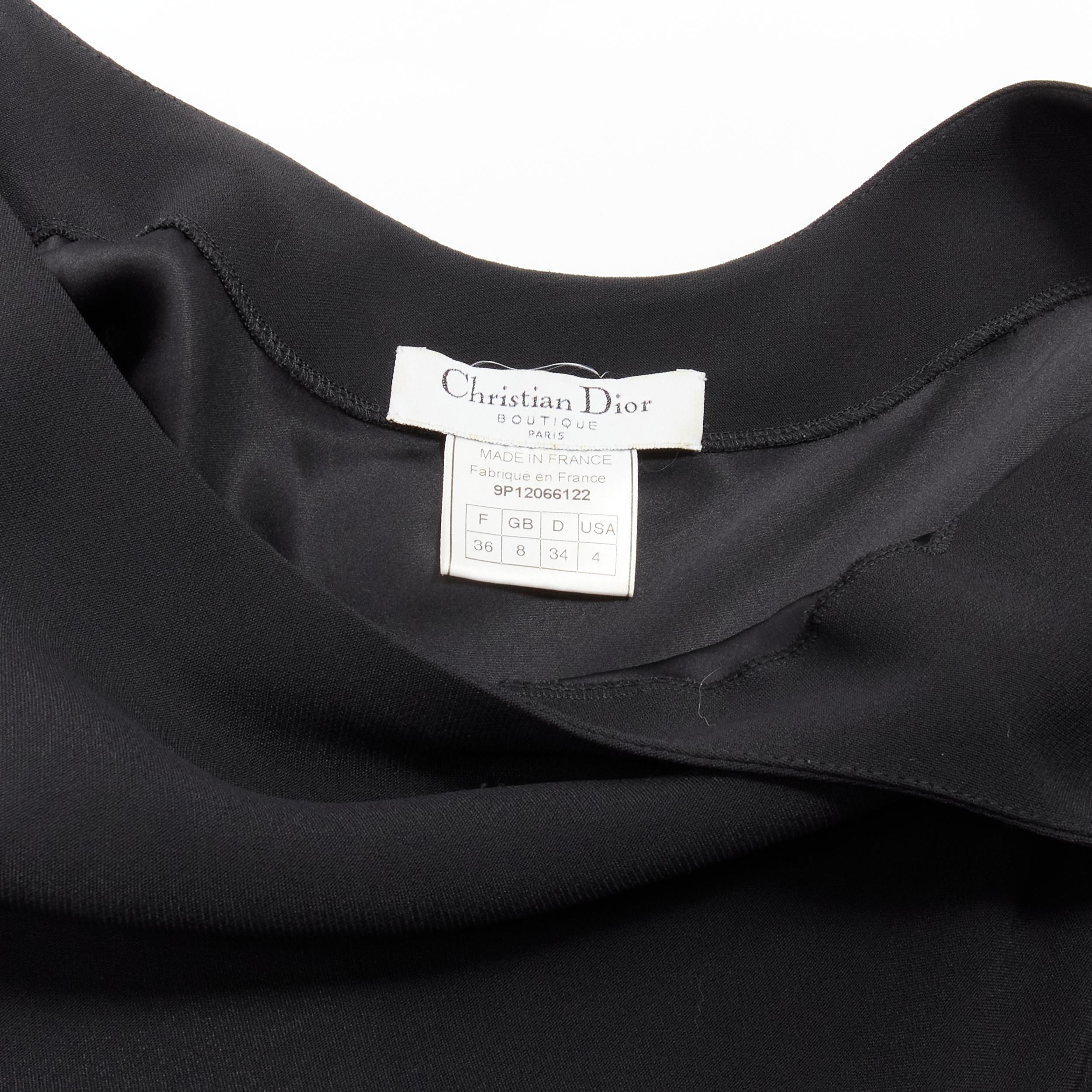 CHRISTIAN DIOR Galliano Vintage black silk bias cut lace hem dress FR36 XS 4