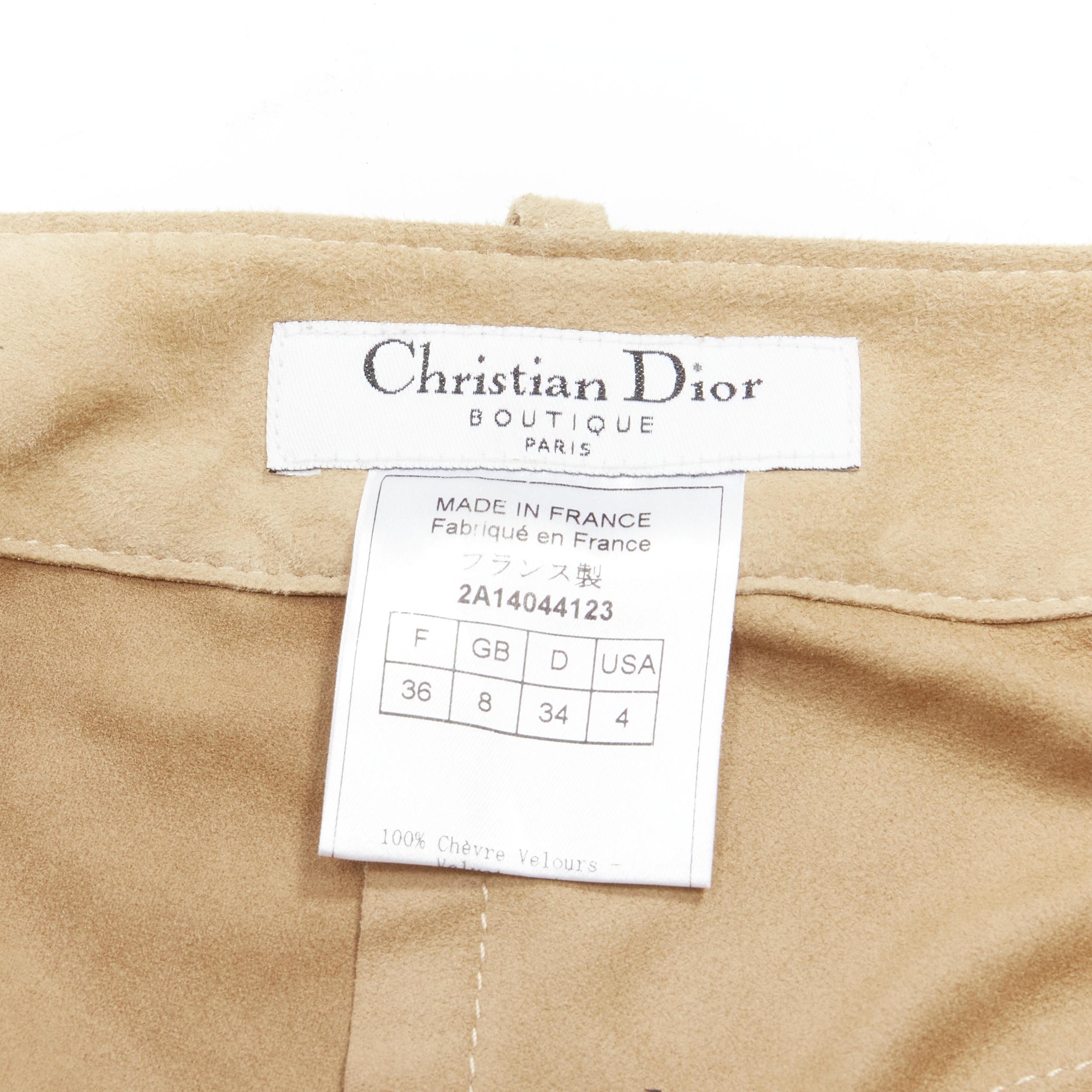 CHRISTIAN DIOR Galliano Vintage brown suede spiral dart flared pants FR36 S 5