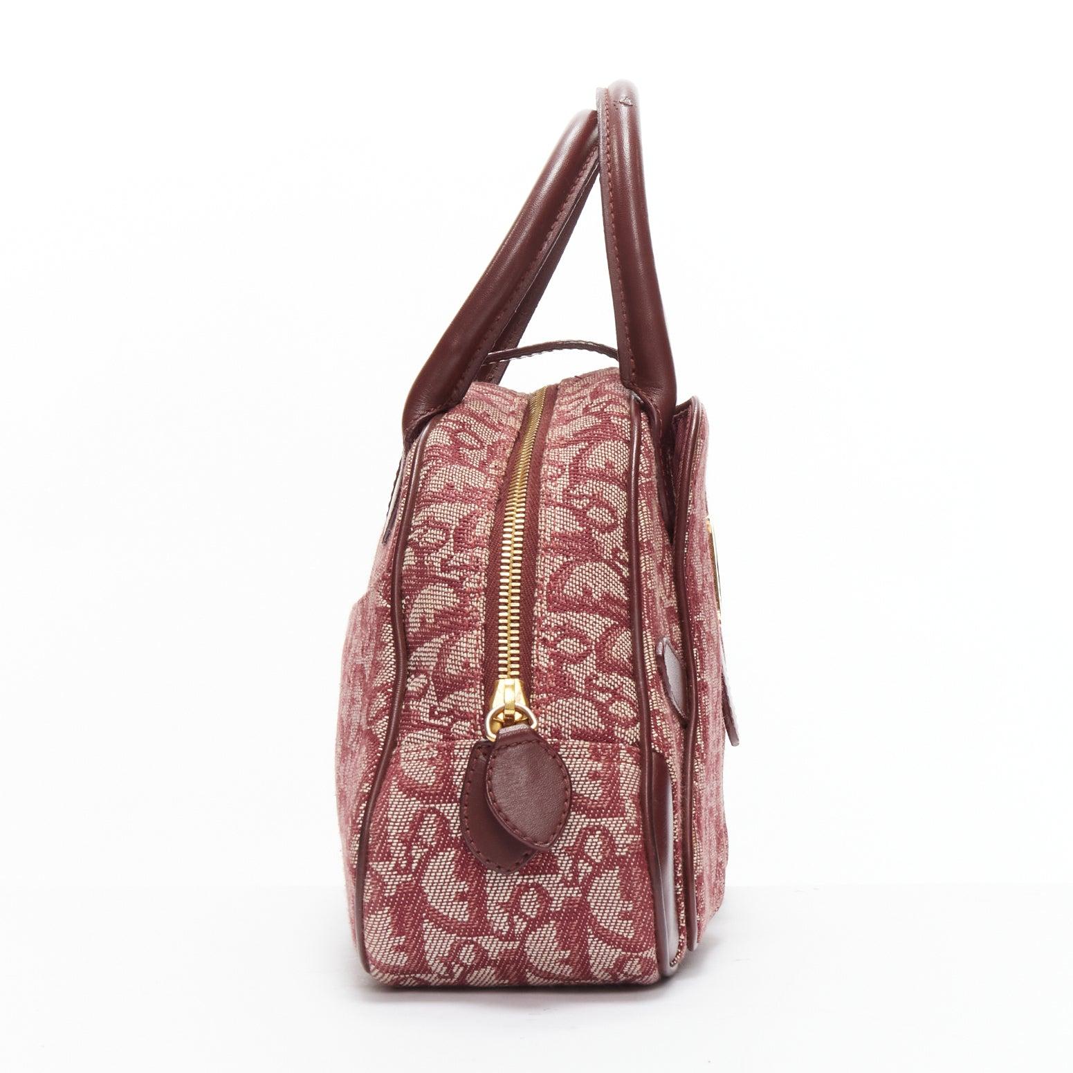CHRISTIAN DIOR Galliano Vintage Double Saddle Trotter red monogram bag In Good Condition In Hong Kong, NT