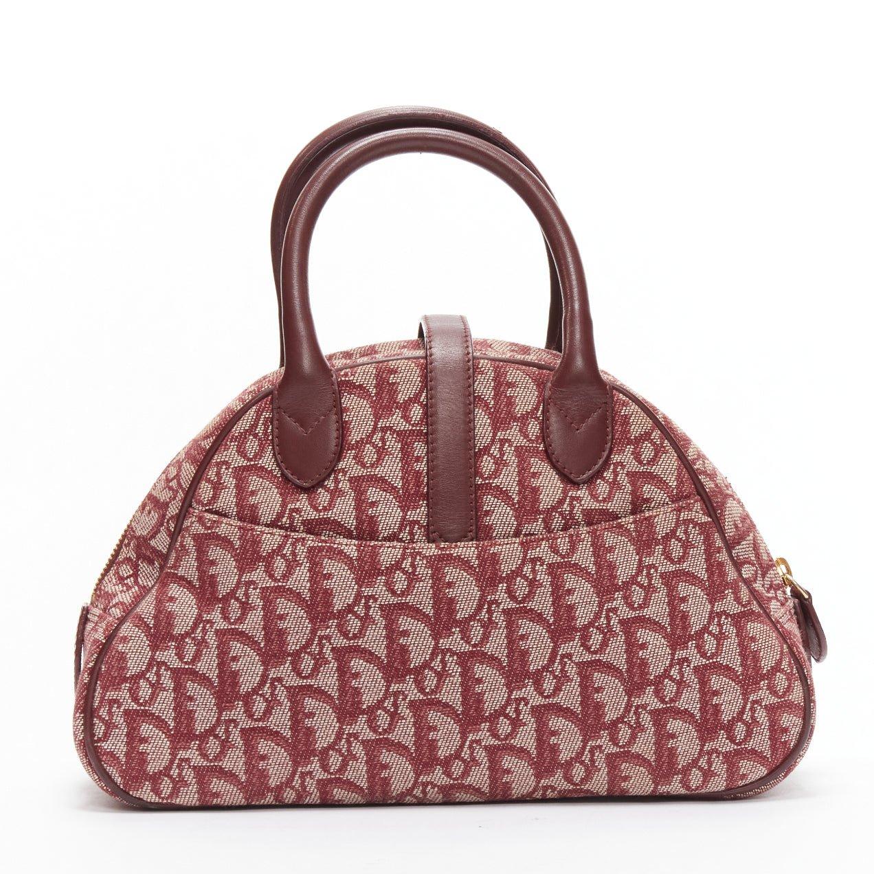 Women's CHRISTIAN DIOR Galliano Vintage Double Saddle Trotter red monogram bag