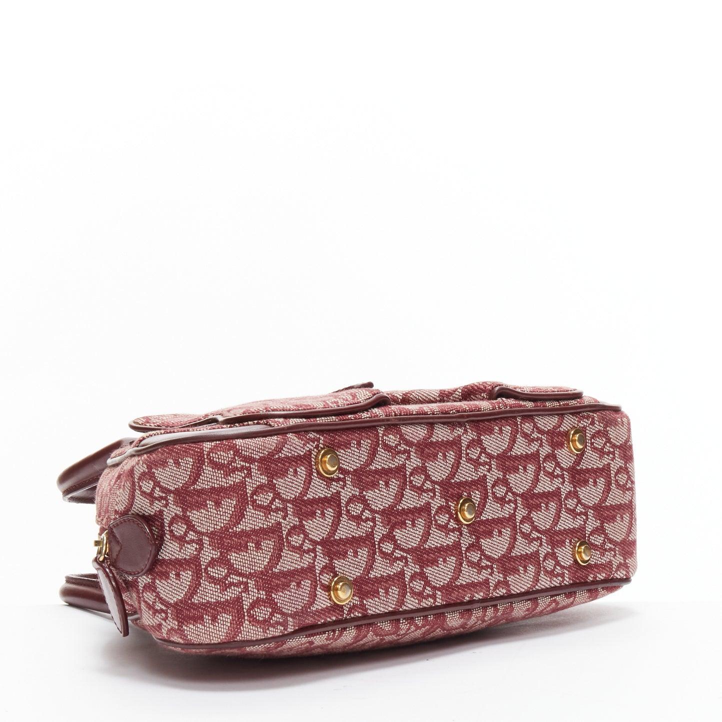 CHRISTIAN DIOR Galliano Vintage Double Saddle Trotter red monogram bag 1