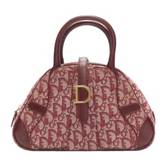 CHRISTIAN DIOR Galliano Vintage Double Saddle Trotter red monogram bag