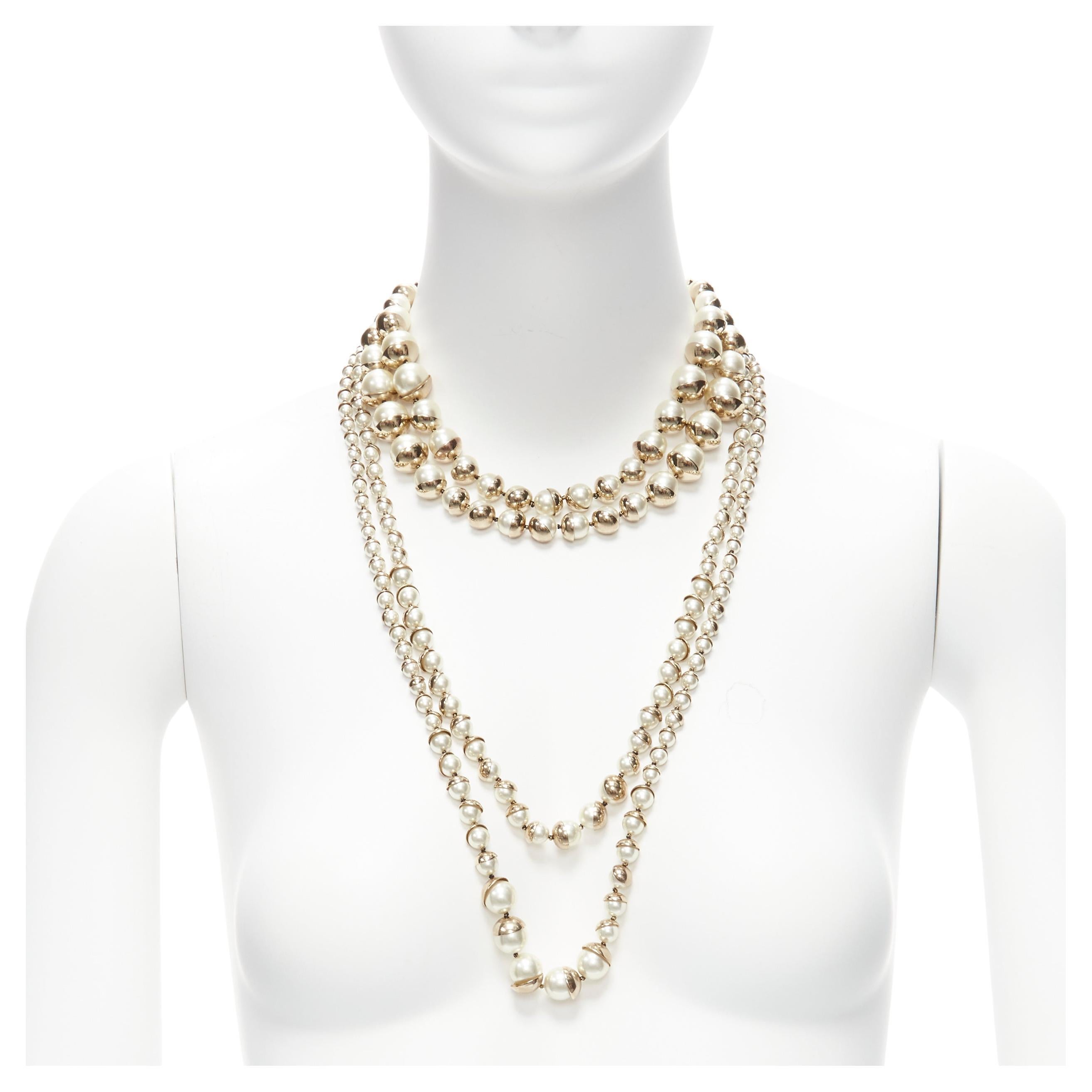 CHRISTIAN DIOR Galliano Vintage faux pearl CD clasp tribal layered necklace