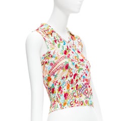 CHRISTIAN DIOR Galliano Vintage top recortado con estampado de puentes florales FR38 M