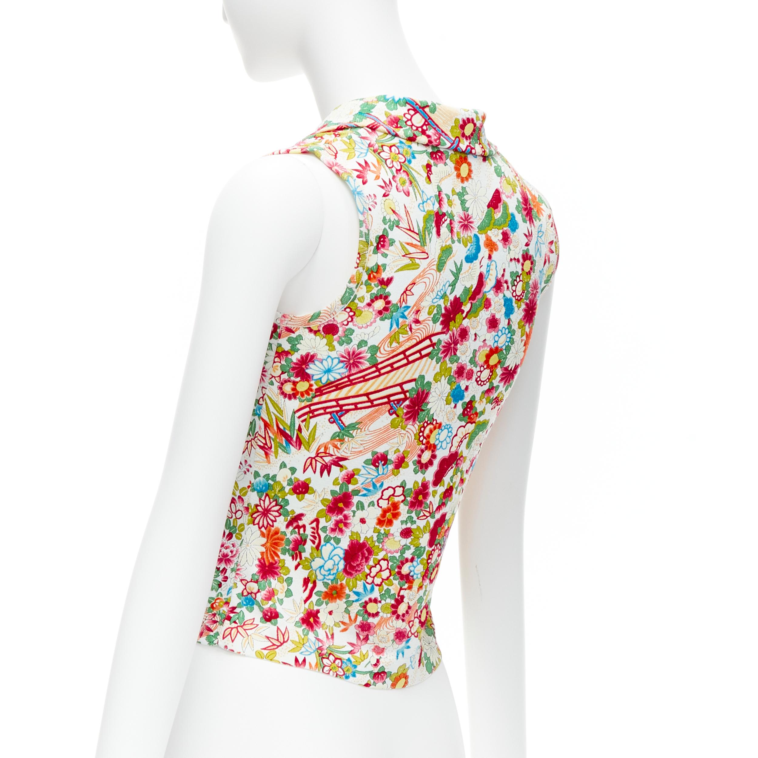 Women's CHRISTIAN DIOR Galliano Vintage floral bridge print cropped top FR38 M For Sale