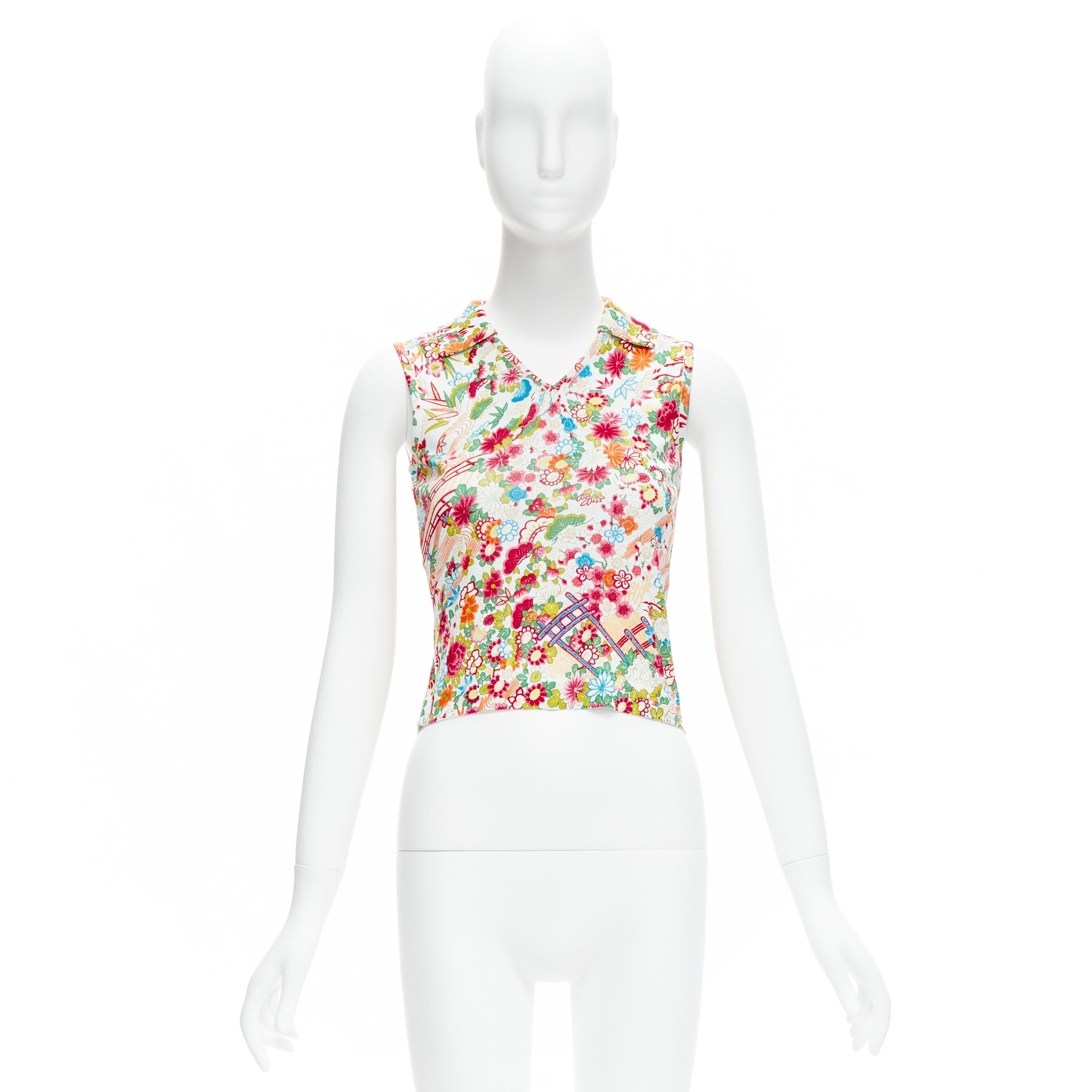 CHRISTIAN DIOR Galliano Vintage floral bridge print cropped top FR38 M For Sale 4