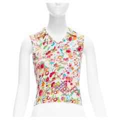 CHRISTIAN DIOR Galliano Vintage top recortado con estampado de puentes florales FR38 M