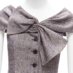 CHRISTIAN DIOR Galliano Vintage grey boucle bow detail fitted jacket FR34 XS