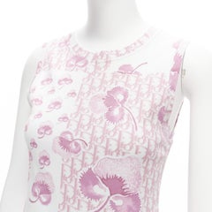 CHRISTIAN DIOR Galliano Vintage pink CD trotter monogram blossom tank top FR38 M