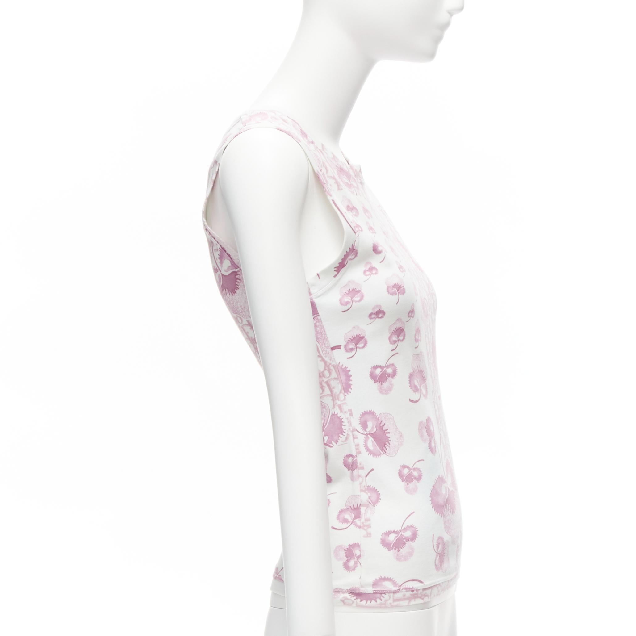 CHRISTIAN DIOR Galliano Vintage pink CD trotter monogram blossom tank top FR38 M In Excellent Condition In Hong Kong, NT