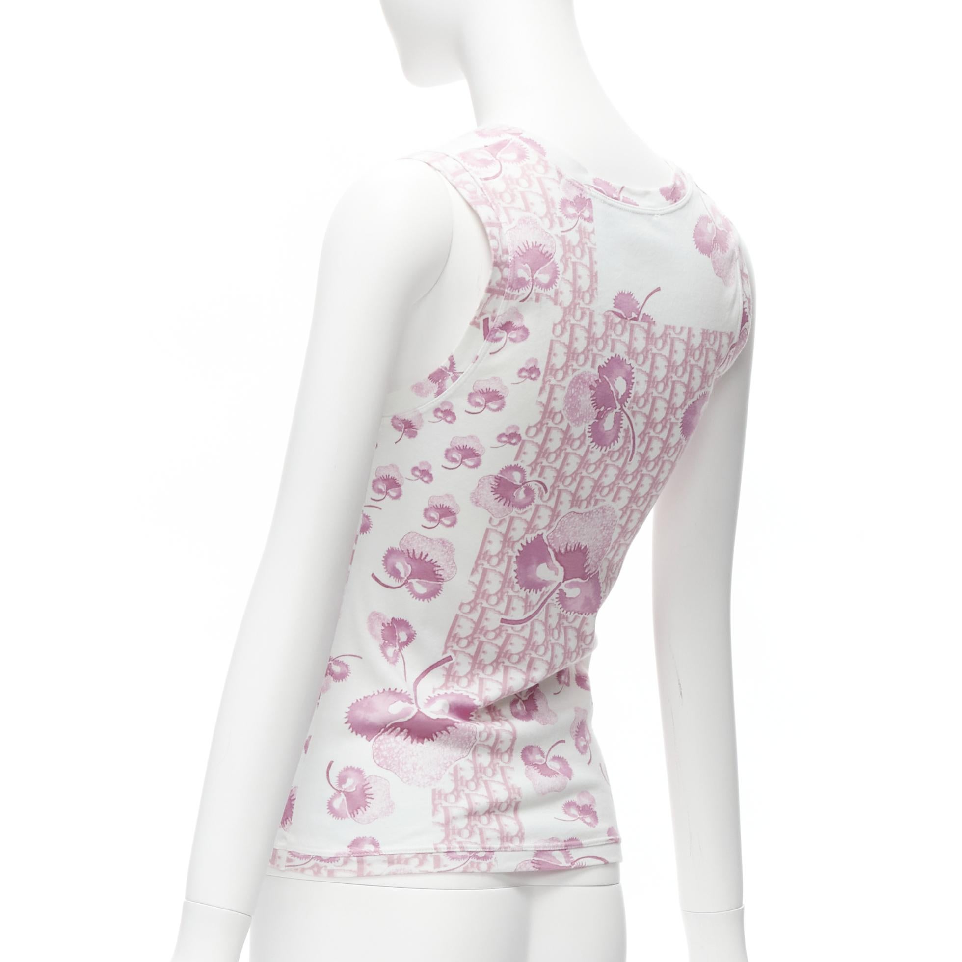 CHRISTIAN DIOR Galliano Vintage pink CD trotter monogram blossom tank top FR38 M 1
