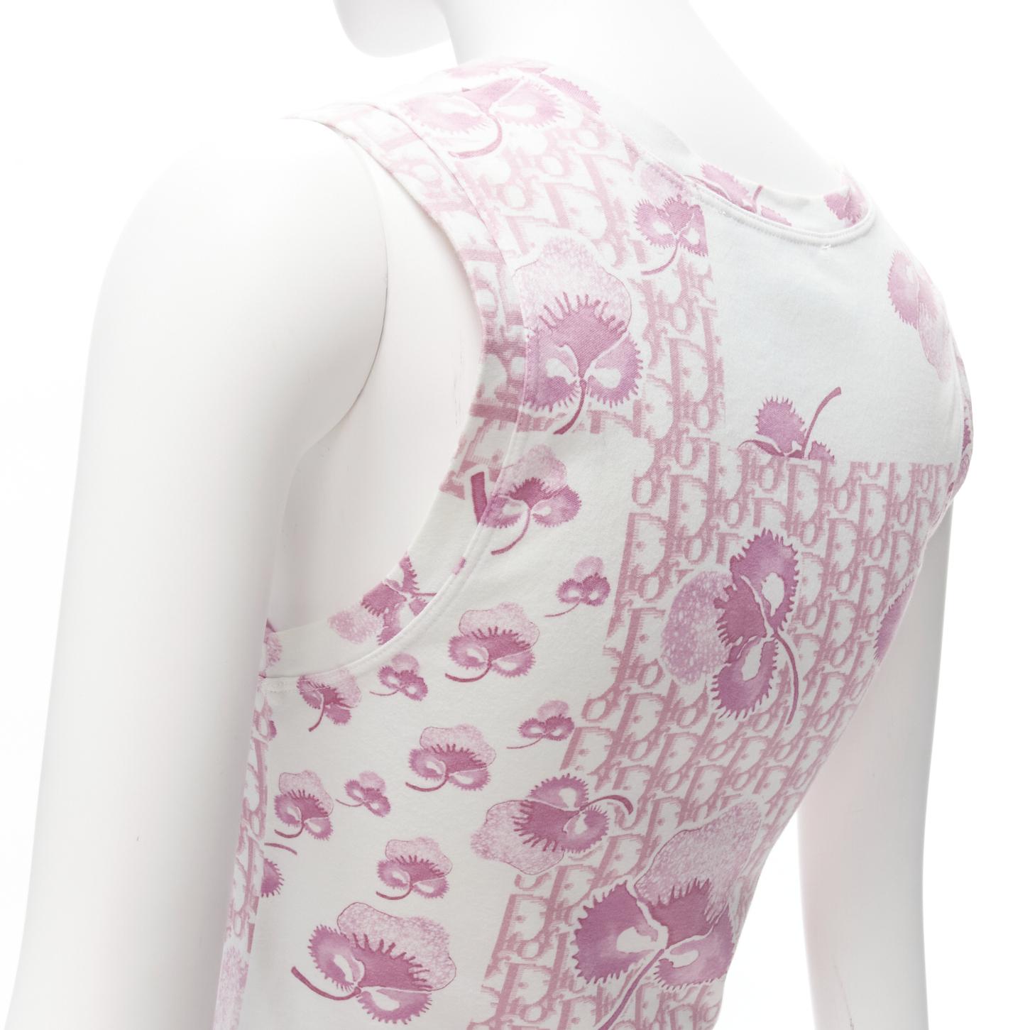 CHRISTIAN DIOR Galliano Vintage pink CD trotter monogram blossom tank top FR38 M 3
