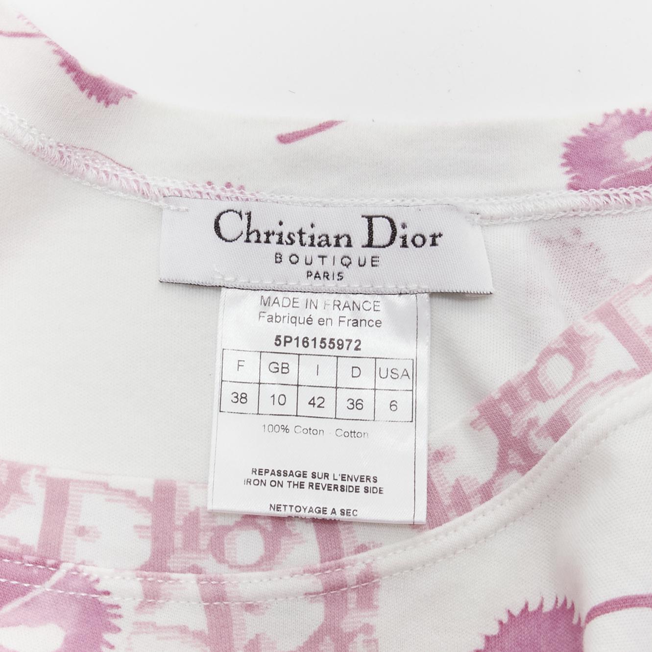 CHRISTIAN DIOR Galliano Vintage pink CD trotter monogram blossom tank top FR38 M 4