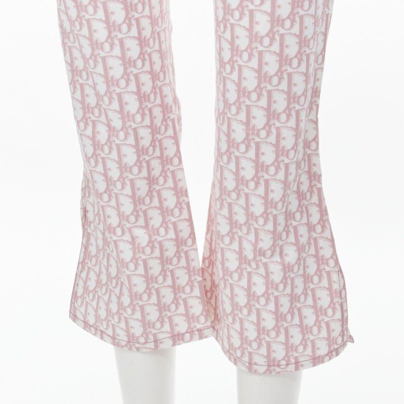 CHRISTIAN DIOR Galliano Y2K pink monogram crystal flared cropped pants FR36 S 3