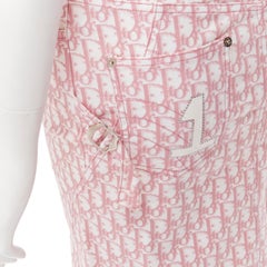 CHRISTIAN DIOR Galliano Y2K pink Oblique monogram crystal blossom skirt FR36 S