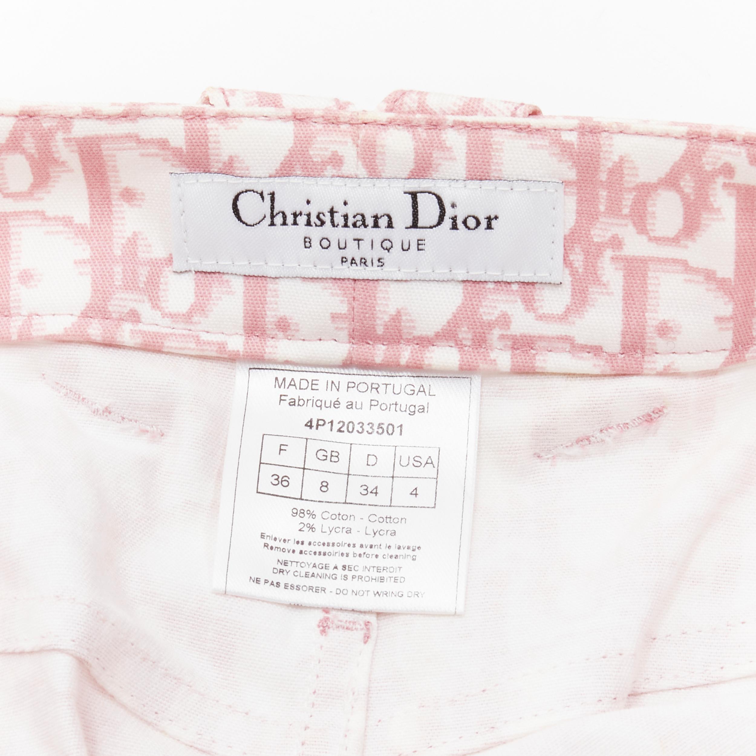 CHRISTIAN DIOR Galliano Y2K pink Oblique monogram crystal blossom skirt FR36 S 2