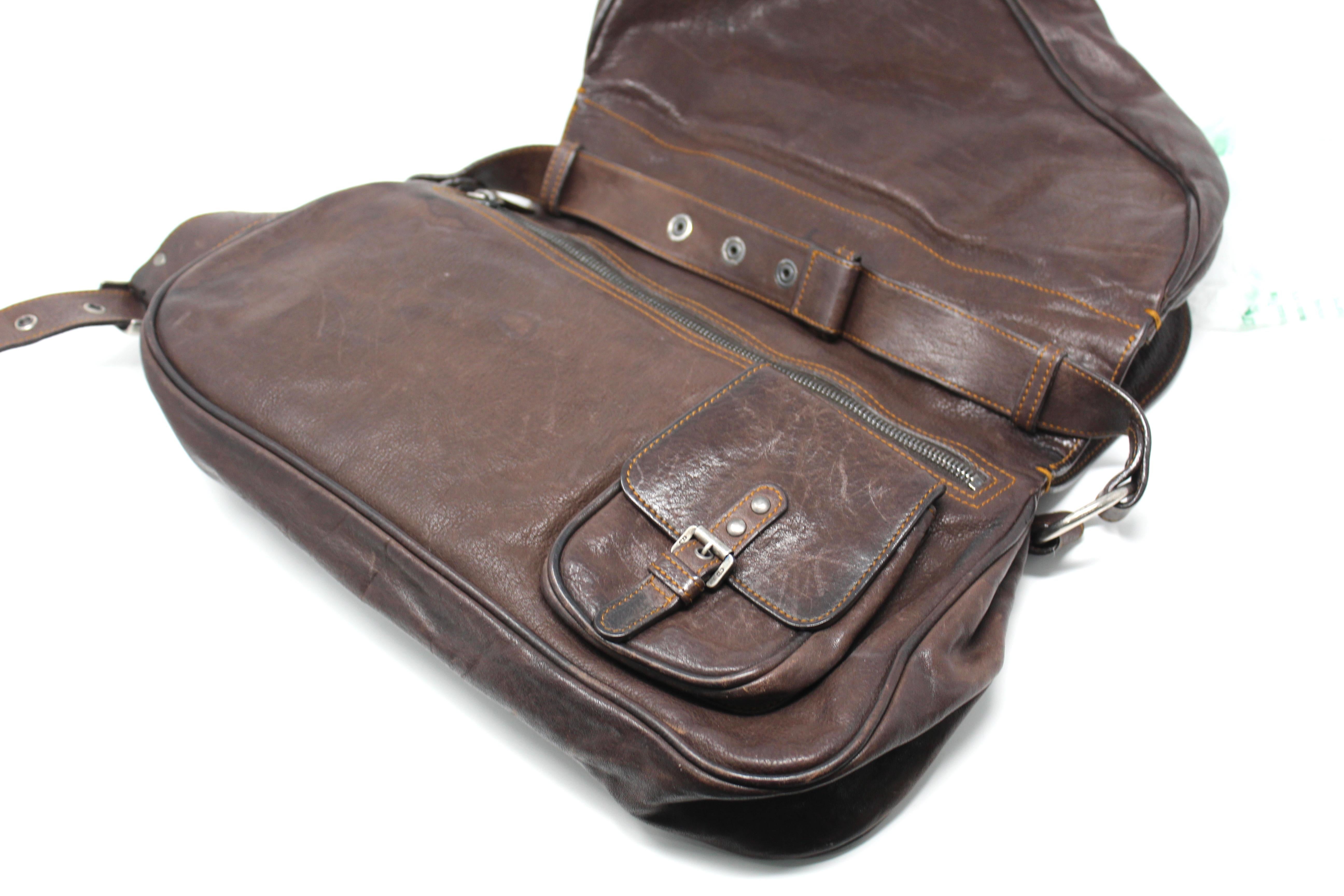 Christian Dior Gaucho Brown Leather Saddle Crossbody Bag, SS 2006 4