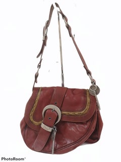 Christian Dior Gaucho saddle burgundy leather shoulder bag