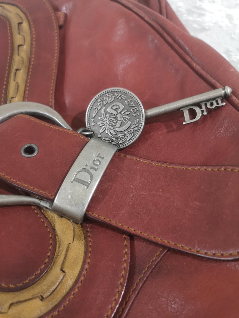 Christian Dior Gaucho saddle burgundy leather shoulder bag at 1stDibs