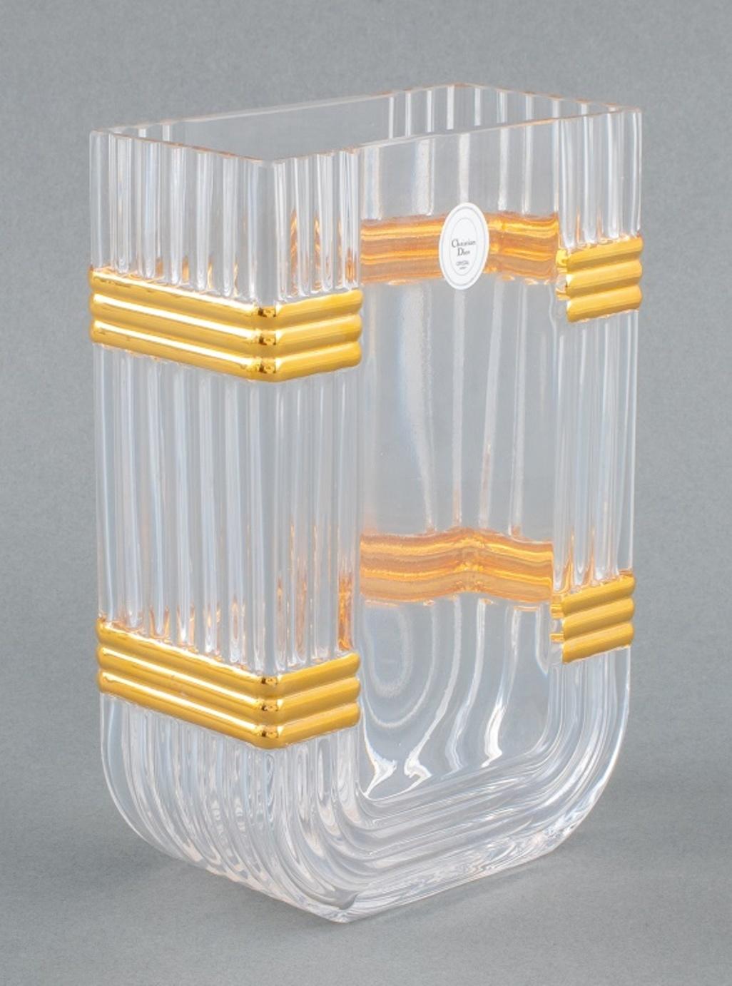 20ième siècle Vase en verre doré Gaudron de Christian Dior en vente
