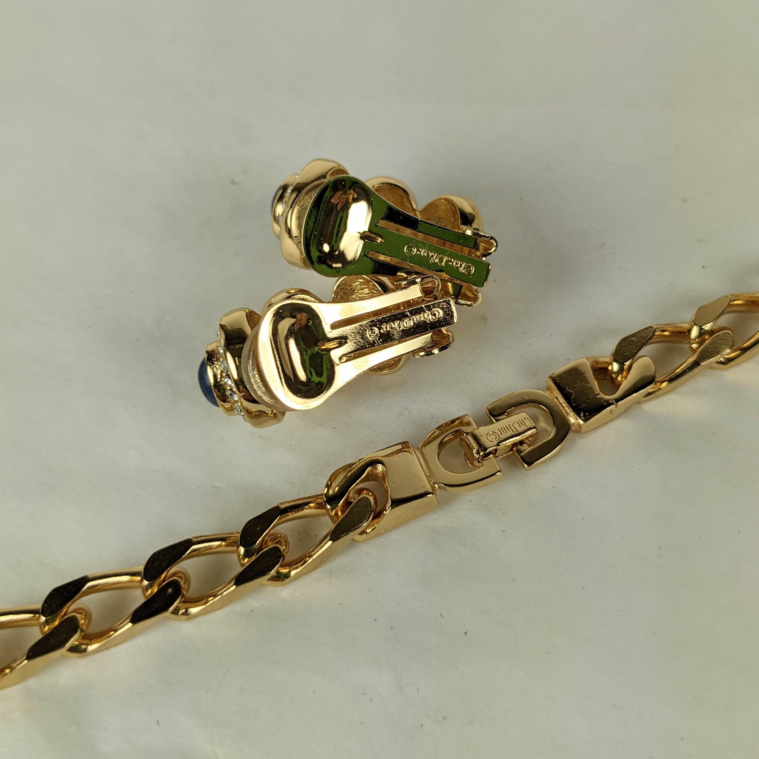 Christian Dior Gem Station Chain and Ear Clips For Sale 3