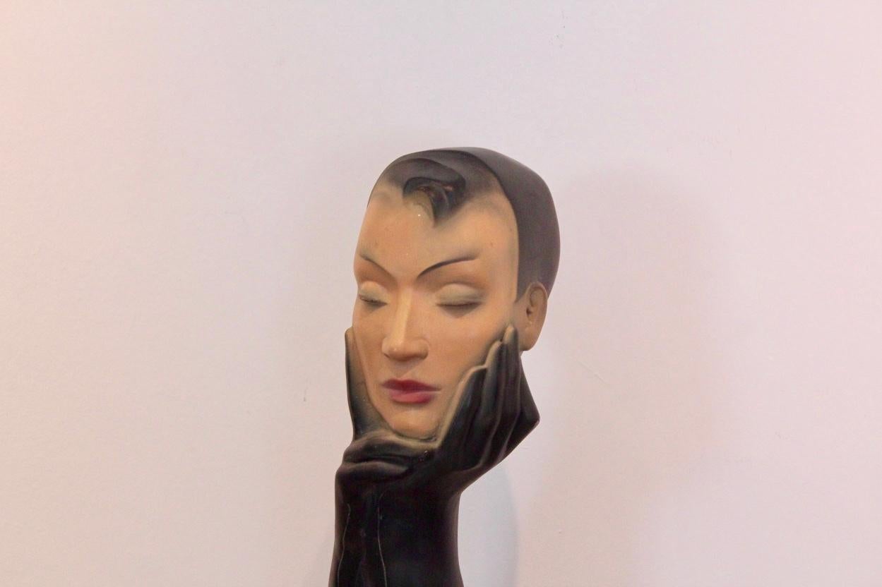 Stunning Christian Dior Gemini Gloved Mannequin head. Hard to find and in very good condition. Displays glasses, scarves or hats, designed by Christian Dior in the 1950s. This mannequin TR1 was made by the Gemini Company. They made two more in the
