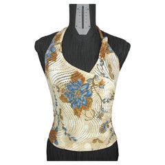 CHRISTIAN DIOR – Genuine Halter Crop Top with Floral Print Size 6US 38EU
