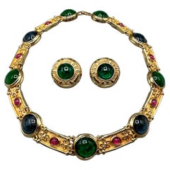 Christian Dior, Germany, 1980s Gold Necklace 
Earrings