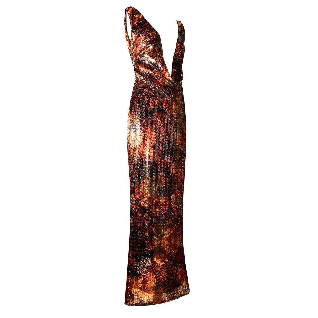 Christian Dior Gianfranco Ferre Autumn Sequin Evening Gown Fall/Winter 1990's Size 44FR
