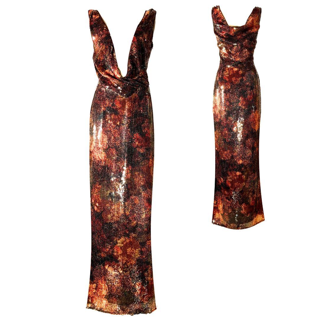 Christian Dior Gianfranco Ferre Autumn Sequin Gown Fall/Winter 1990's Size 44FR im Zustand „Gut“ im Angebot in Saint Petersburg, FL