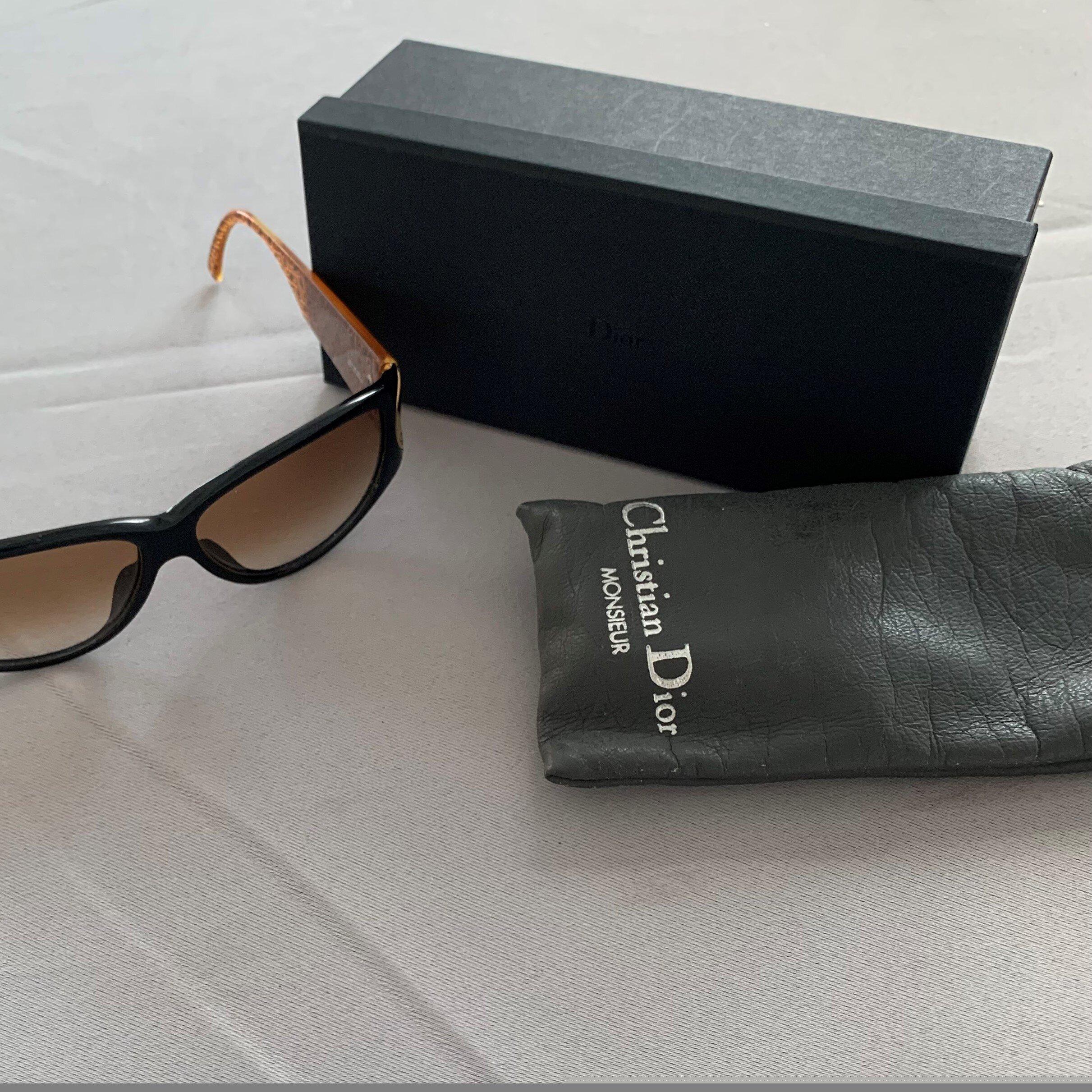 Christian Dior & Gianfranco Ferre Black and Gold Houndstooth Sunglasses For Sale 11