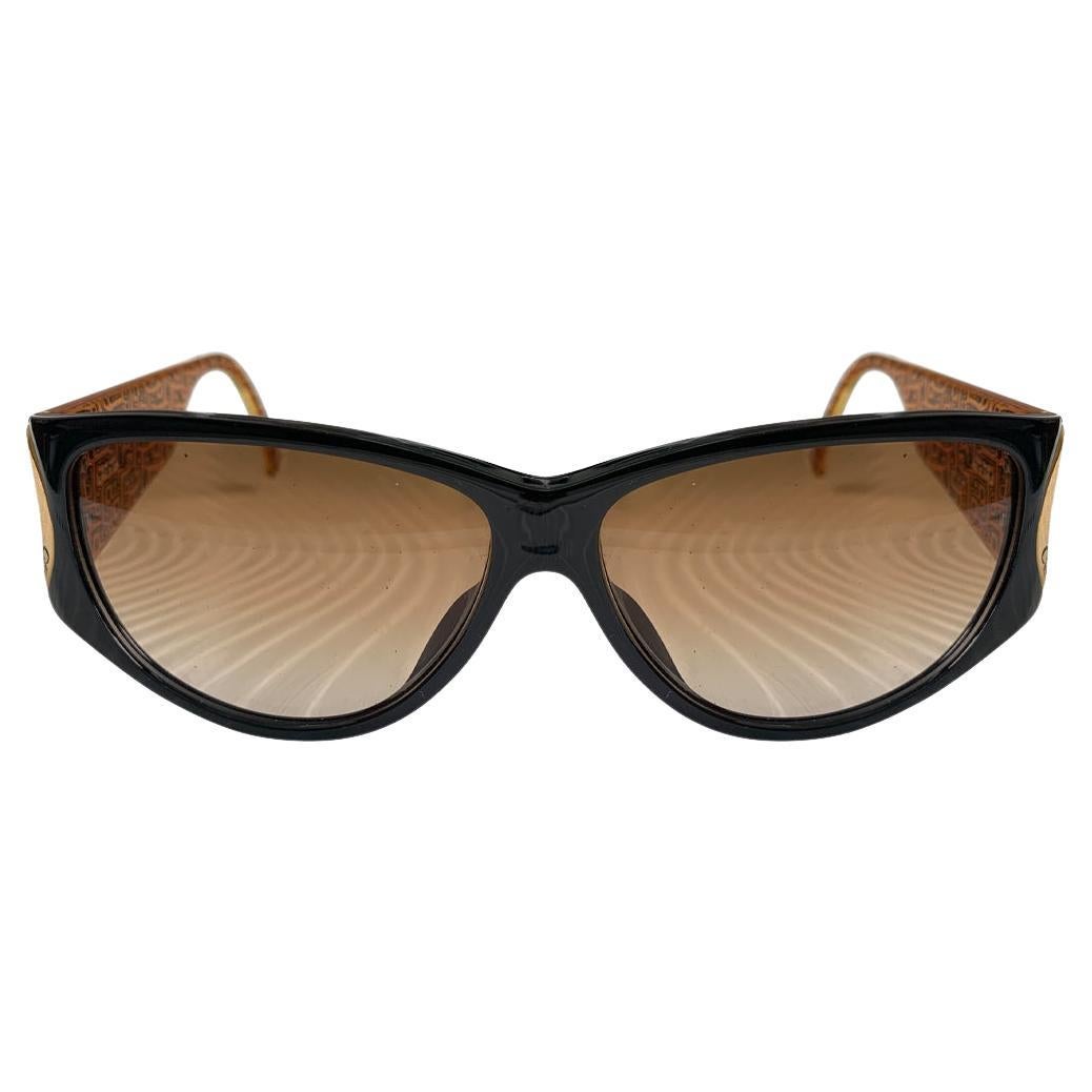 Christian Dior & Gianfranco Ferre Black and Gold Houndstooth Sunglasses