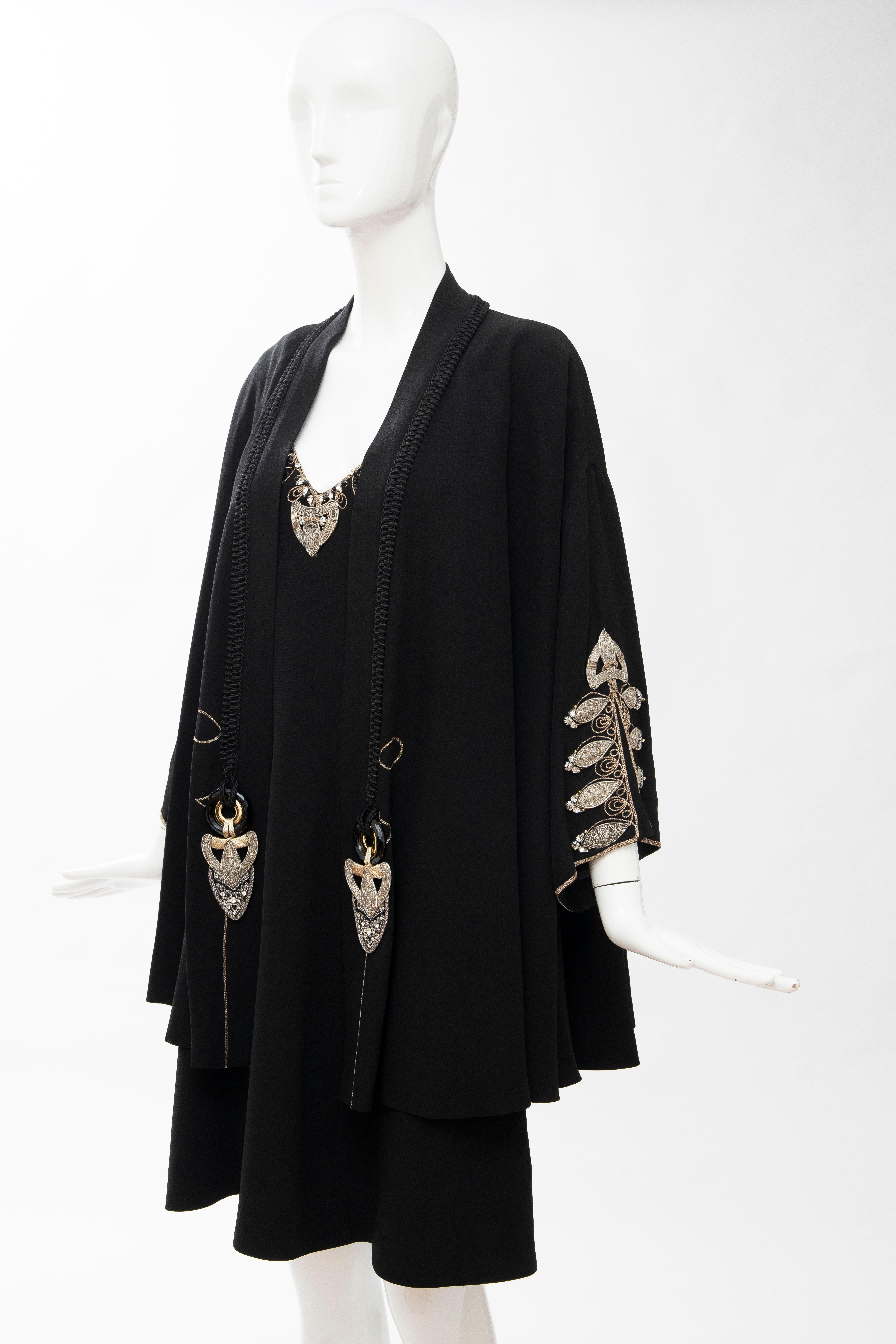 Christian Dior Gianfranco Ferré Numbered Black Embroidered Dress Ensemble, 1991 8