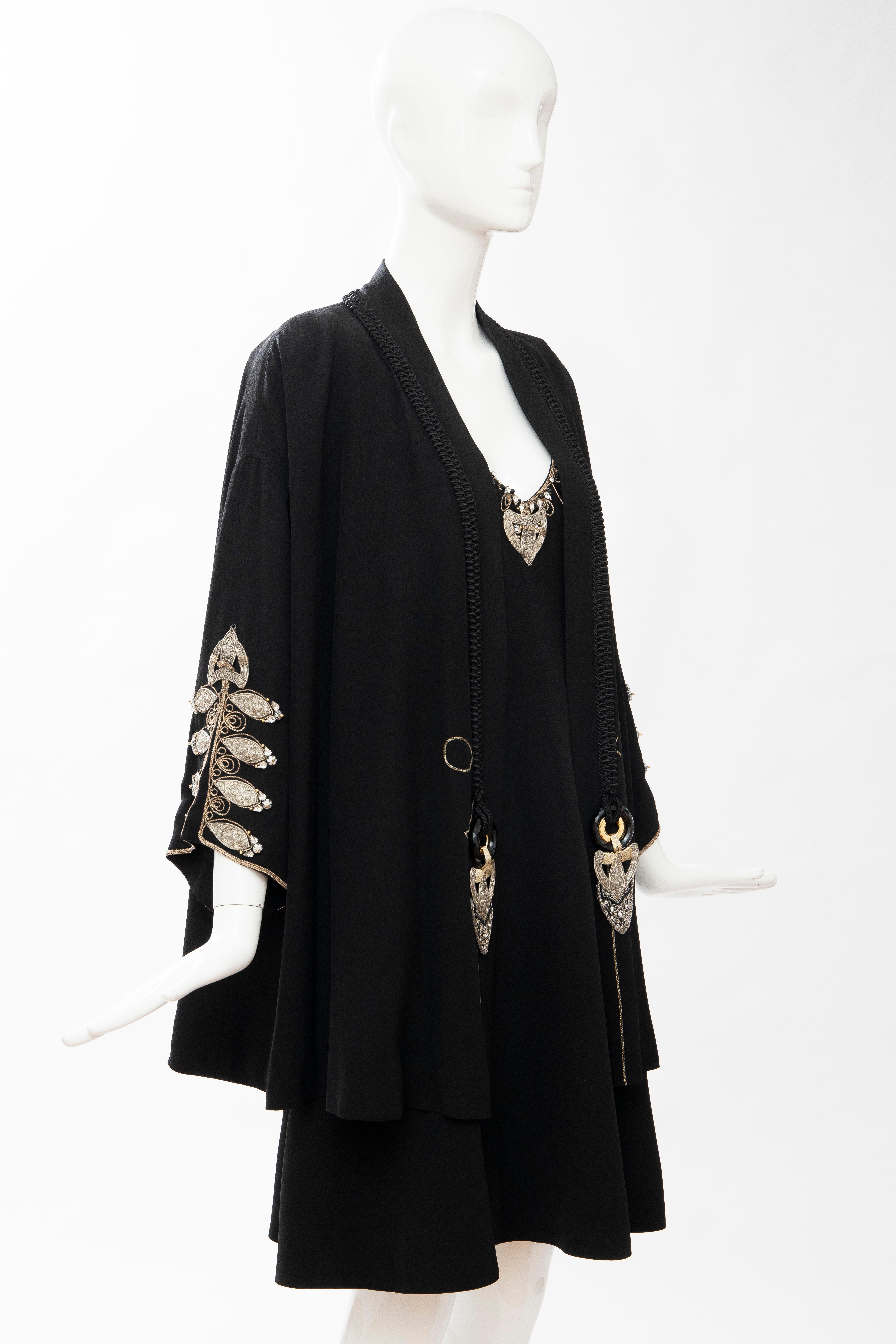 Christian Dior Gianfranco Ferré Numbered Black Embroidered Dress Ensemble, 1991 In Good Condition In Cincinnati, OH