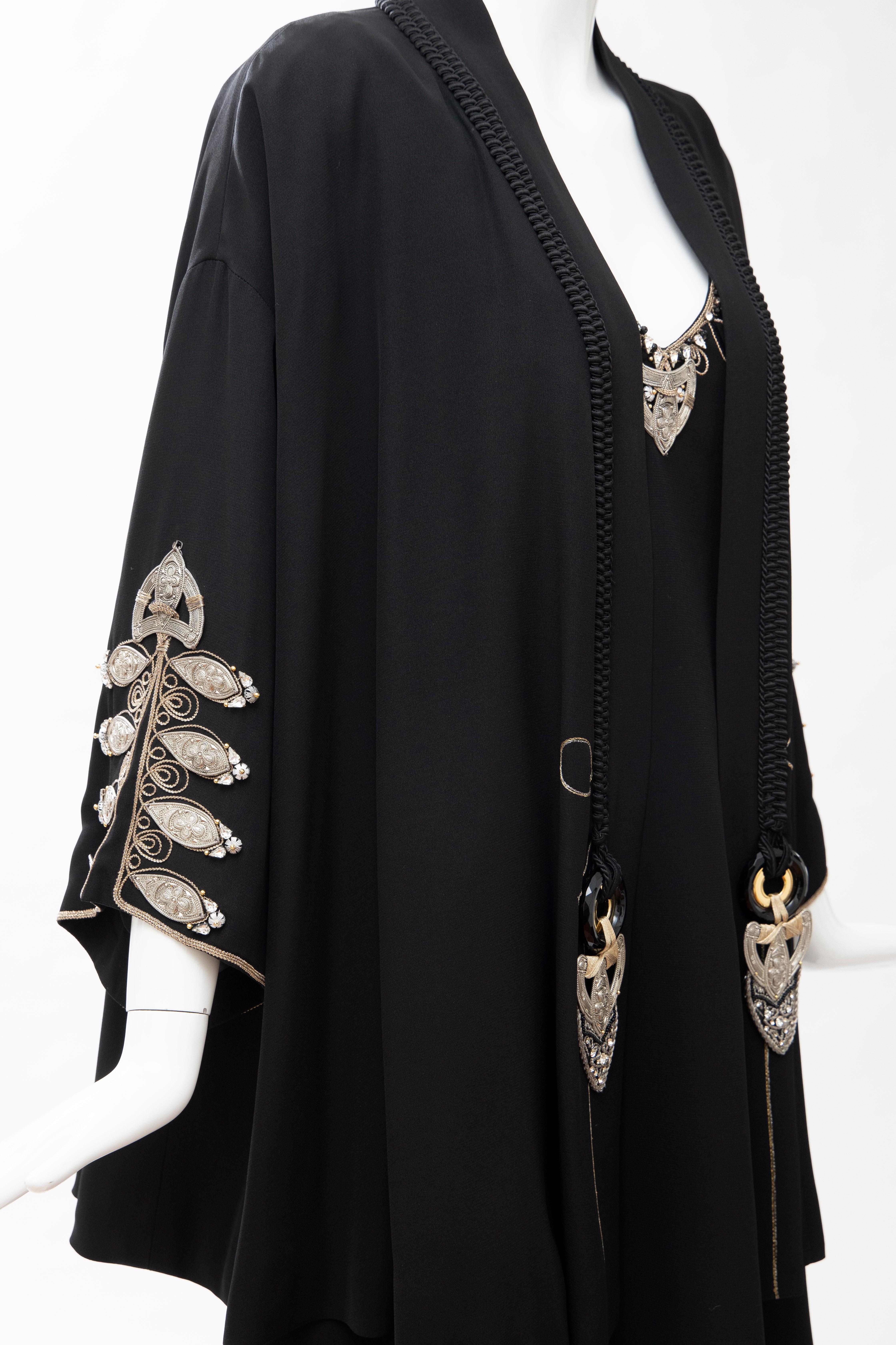 Women's Christian Dior Gianfranco Ferré Numbered Black Embroidered Dress Ensemble, 1991