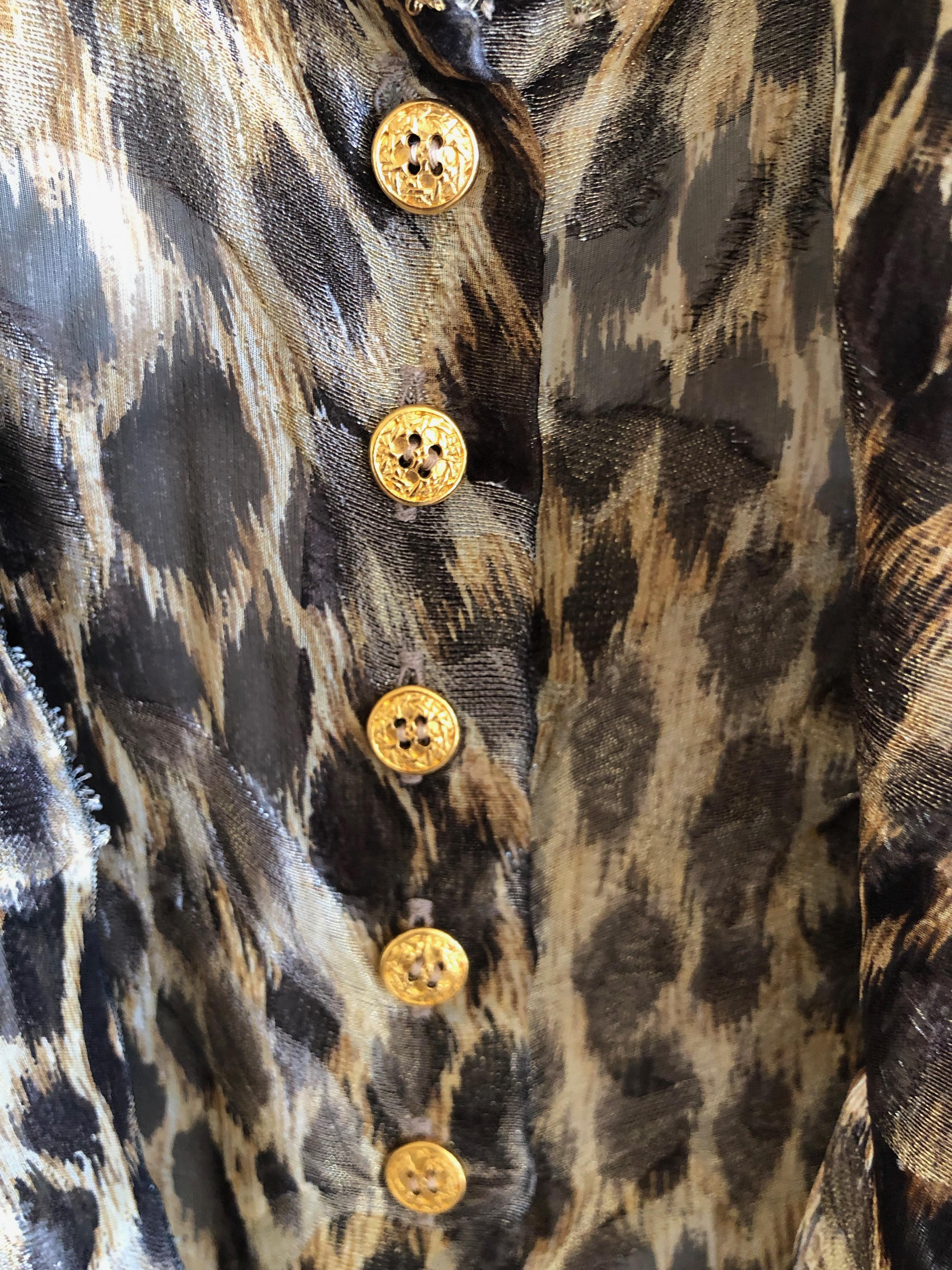 Black Christian Dior Gianfranco Ferre Numbered Demi Couture Leopard Print Silk Jacket For Sale