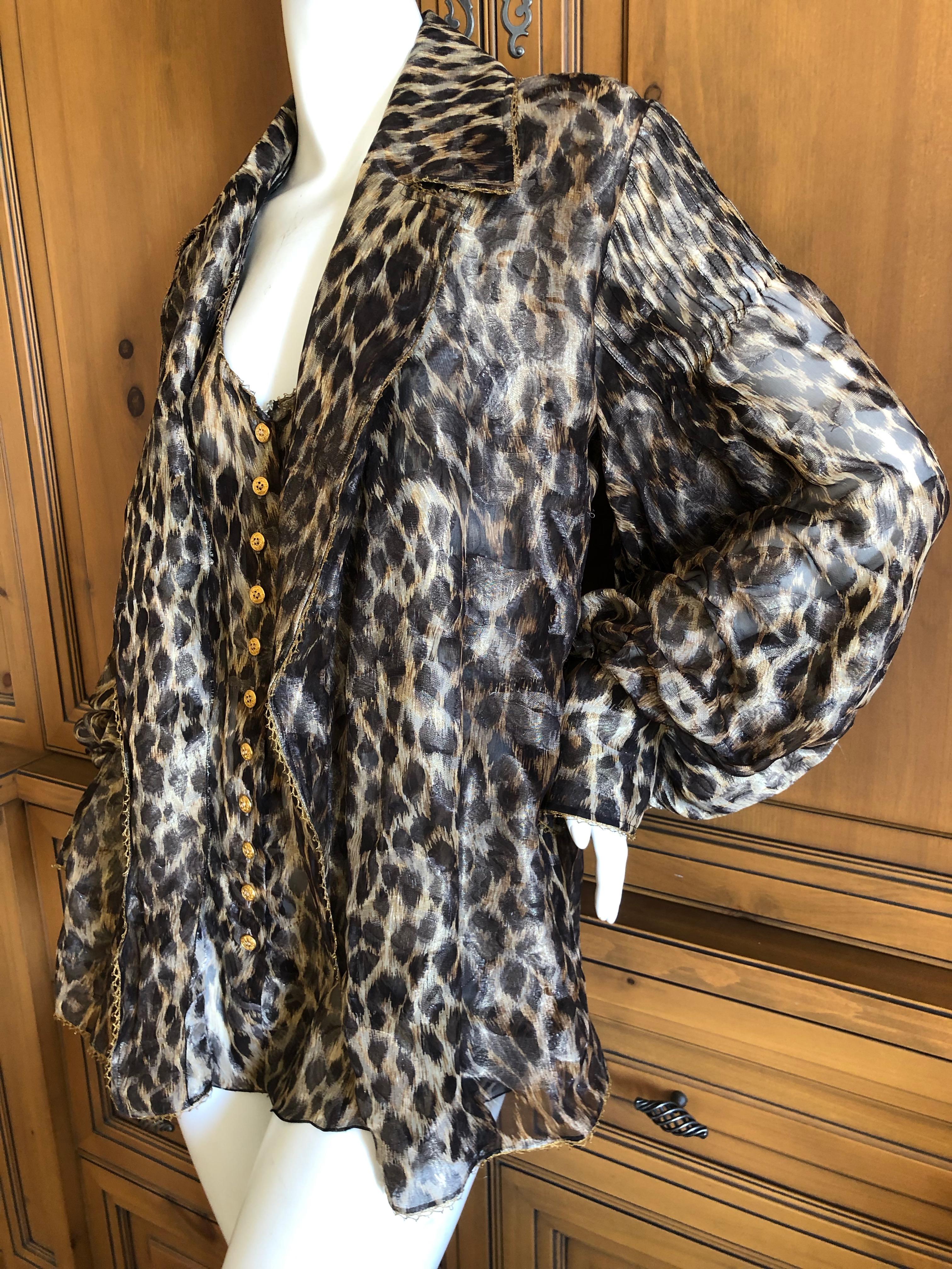 Christian Dior Gianfranco Ferre Numbered Demi Couture Leopard Print Silk Jacket In Excellent Condition For Sale In Cloverdale, CA