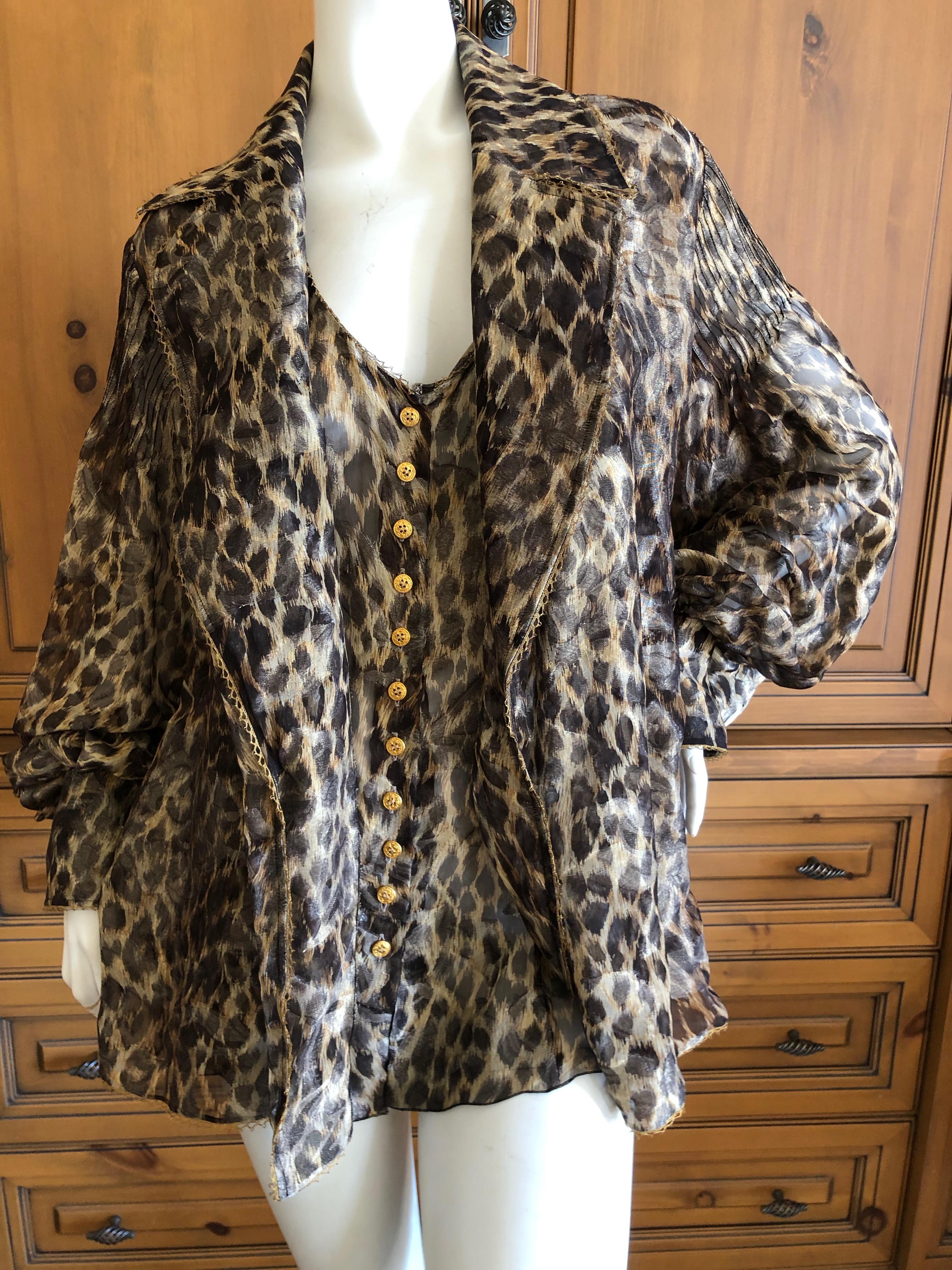 Women's Christian Dior Gianfranco Ferre Numbered Demi Couture Leopard Print Silk Jacket For Sale