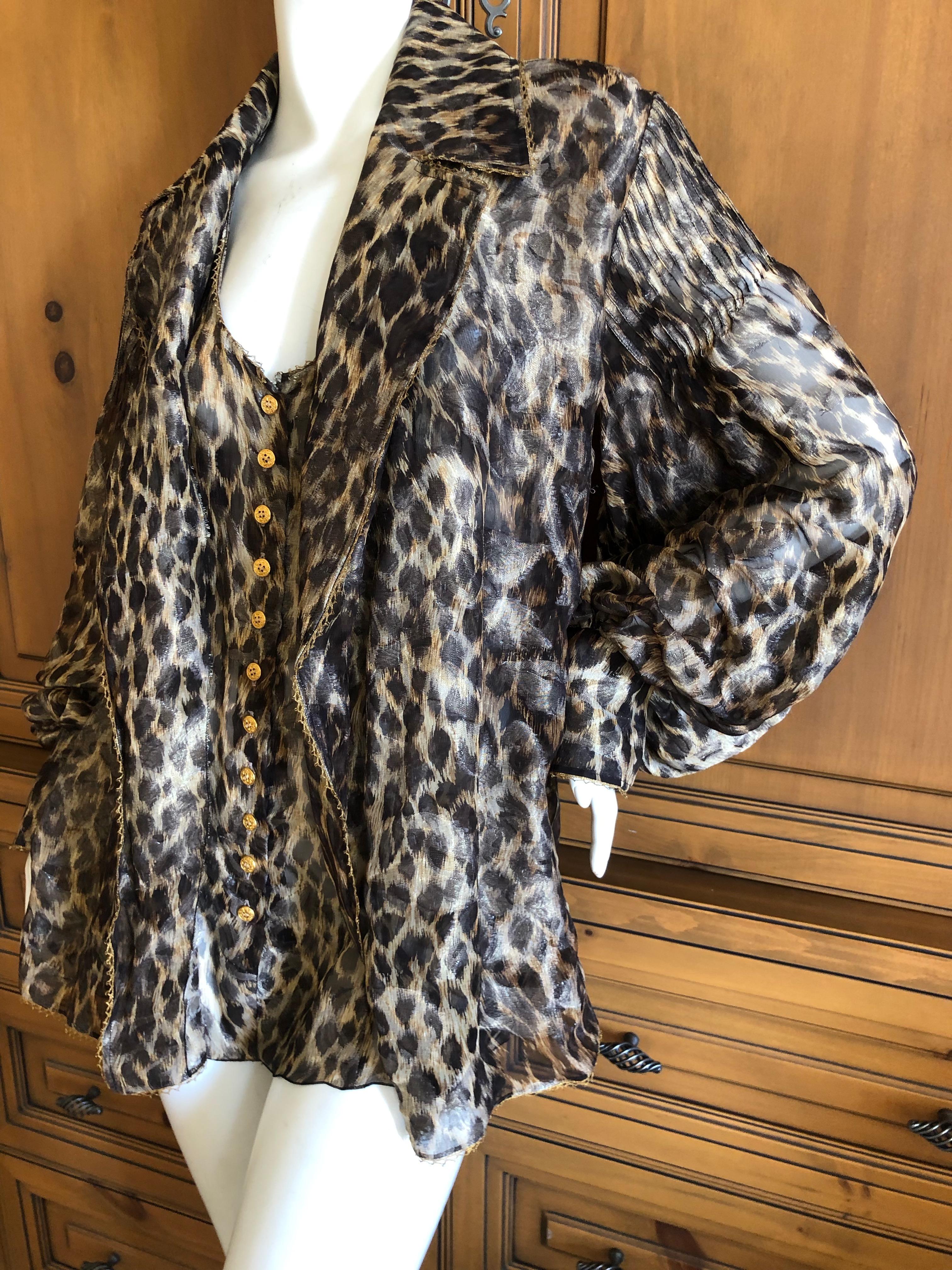 Christian Dior Gianfranco Ferre Numbered Demi Couture Leopard Print Silk Jacket For Sale 1