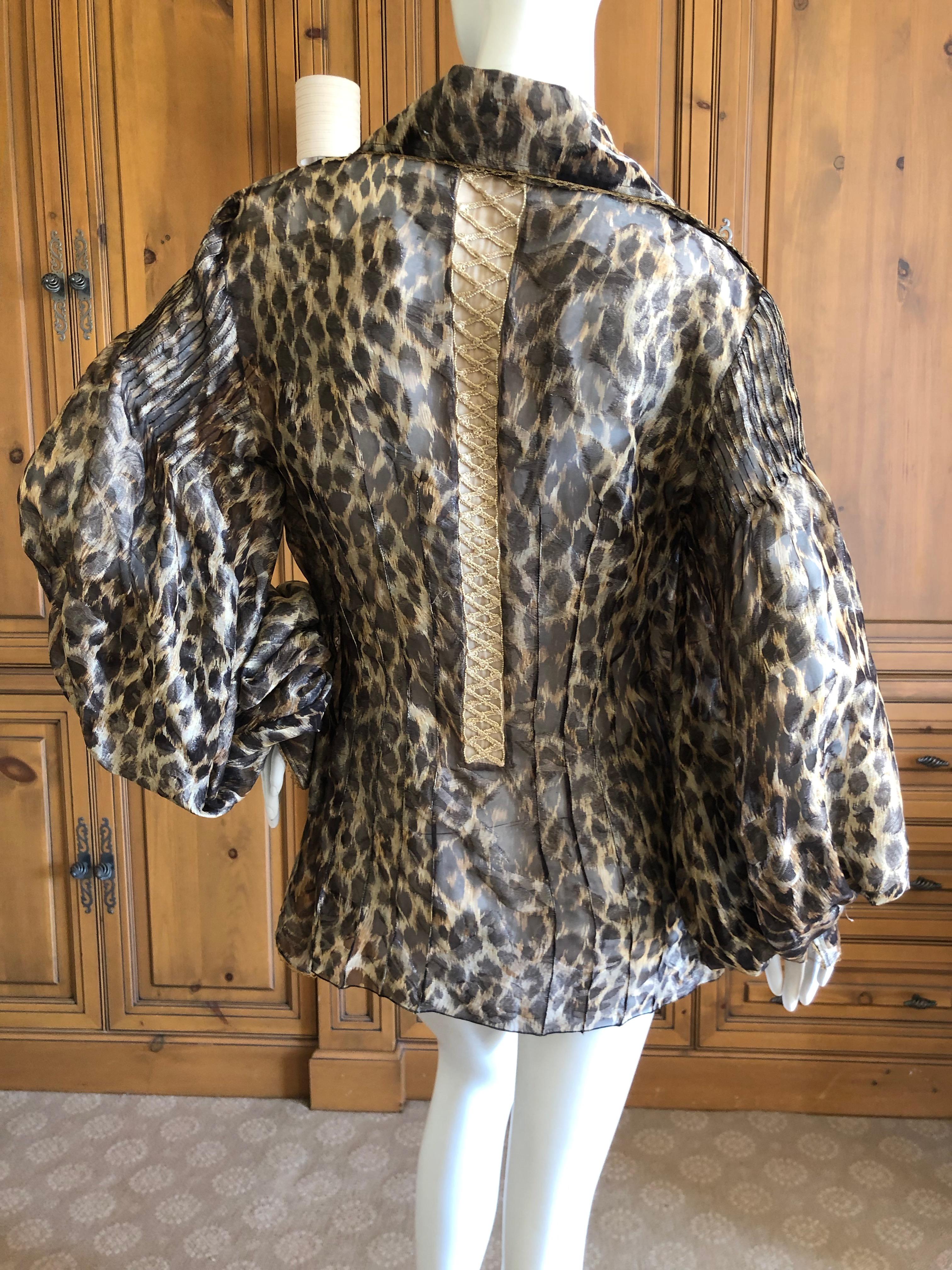 Christian Dior Gianfranco Ferre Numbered Demi Couture Leopard Print Silk Jacket For Sale 2