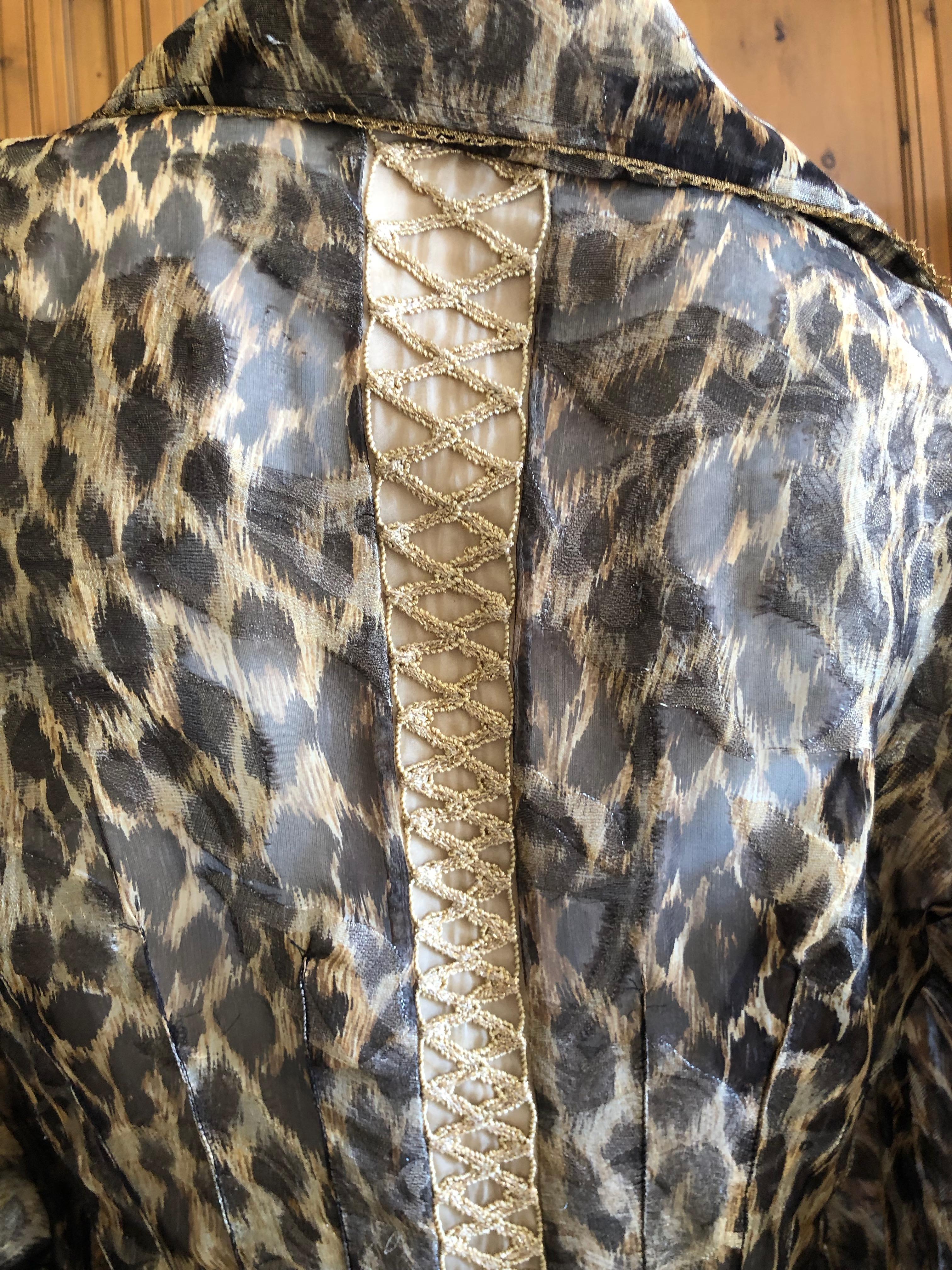 Christian Dior Gianfranco Ferre Numbered Demi Couture Leopard Print Silk Jacket For Sale 3
