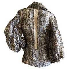 Christian Dior Gianfranco Ferre Numbered Demi Couture Leopard Print Silk Jacket