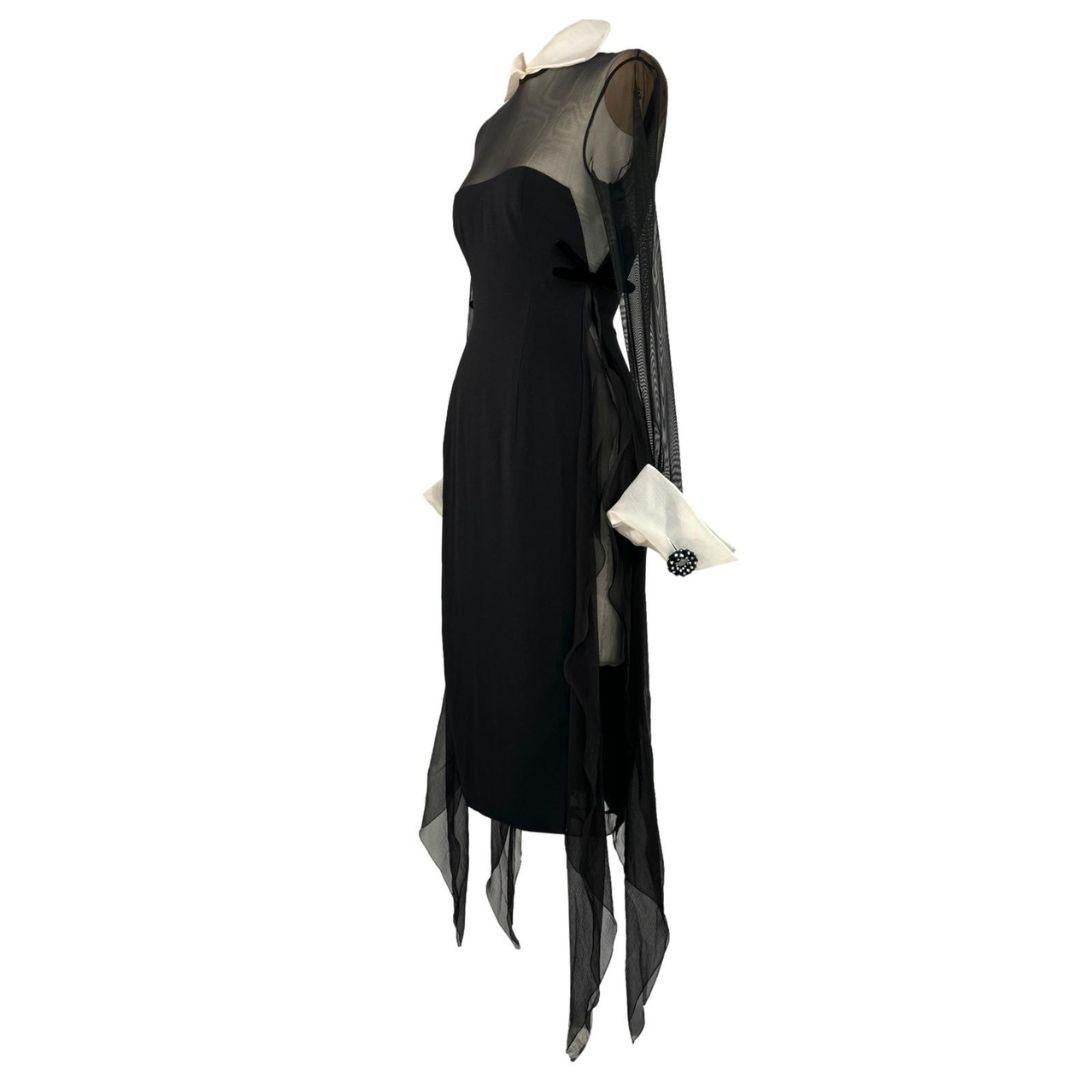 Christian Dior Gianfranco Ferre Vestido negro de pasarela Otoño/Invierno 1995 Talla 34FR Negro en venta