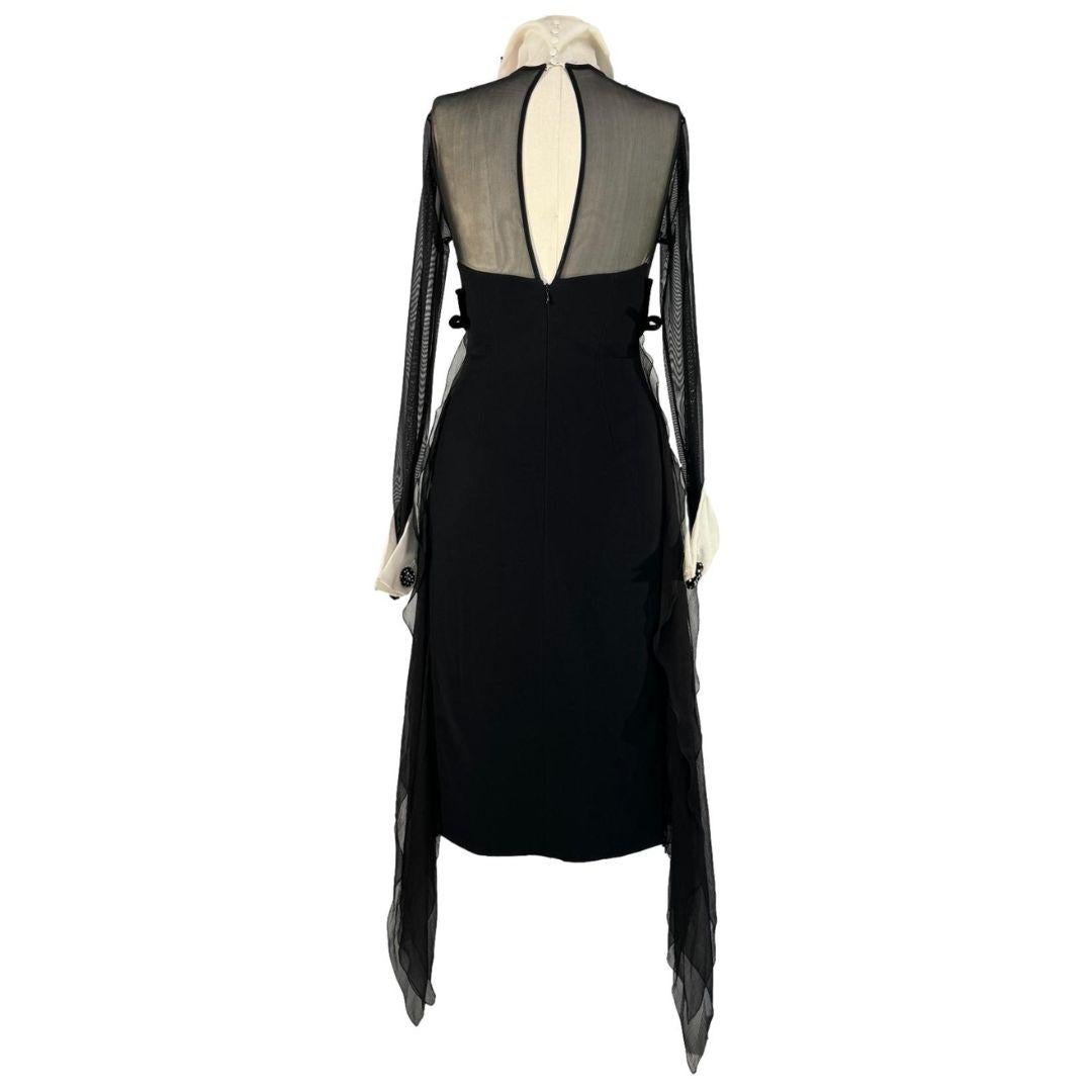 Christian Dior Gianfranco Ferre Vestido negro de pasarela Otoño/Invierno 1995 Talla 34FR en Bueno estado para la venta en Saint Petersburg, FL