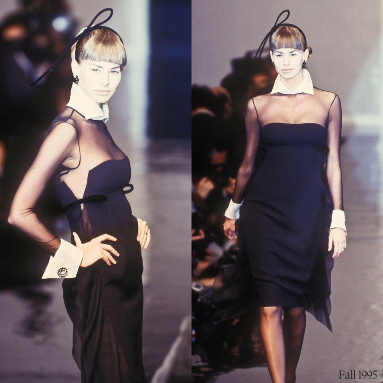 Christian Dior Gianfranco Ferre Abito nero da passerella Autunno