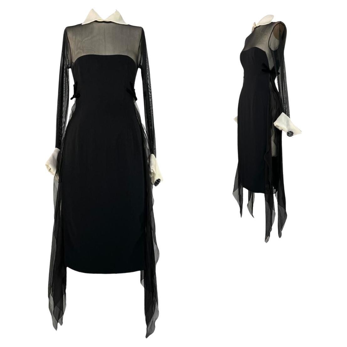 Christian Dior Gianfranco Ferre Vestido negro de pasarela Otoño/Invierno 1995 Talla 34FR en venta